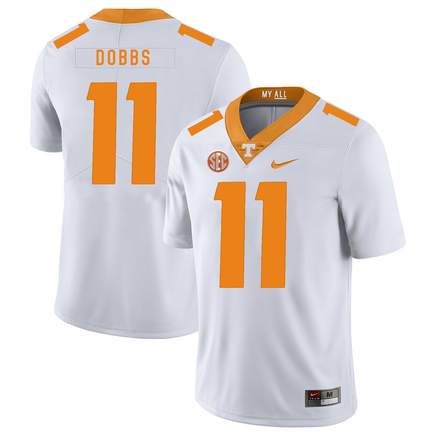 Men Tennessee Volunteers #11 Dobbs White Customized NCAA Jerseys